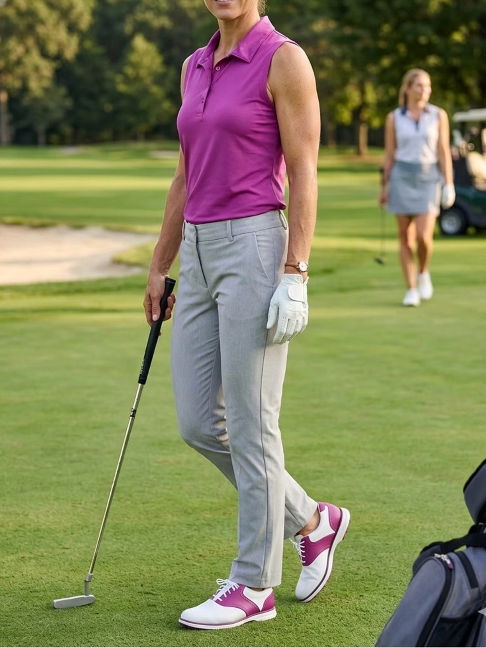 Maggie Lane Women's Sleeveless Golf Polo Shirt - Vibrant Magenta / Purple XL